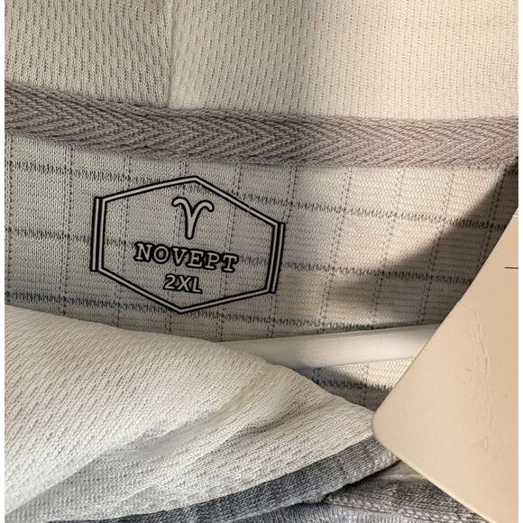 NOVEPT Quilted Style Sweatshirt Top with Hood Gray Front Pocket 2XL - Picture 10 of 13